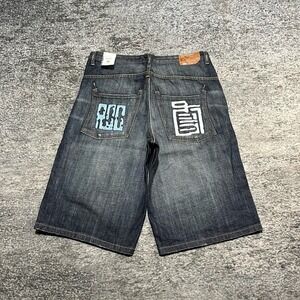 NWT Vintage Rocawear Jorts 32 Blue Y2K Baggy Wide Leg Hip-Hop Jean Shorts